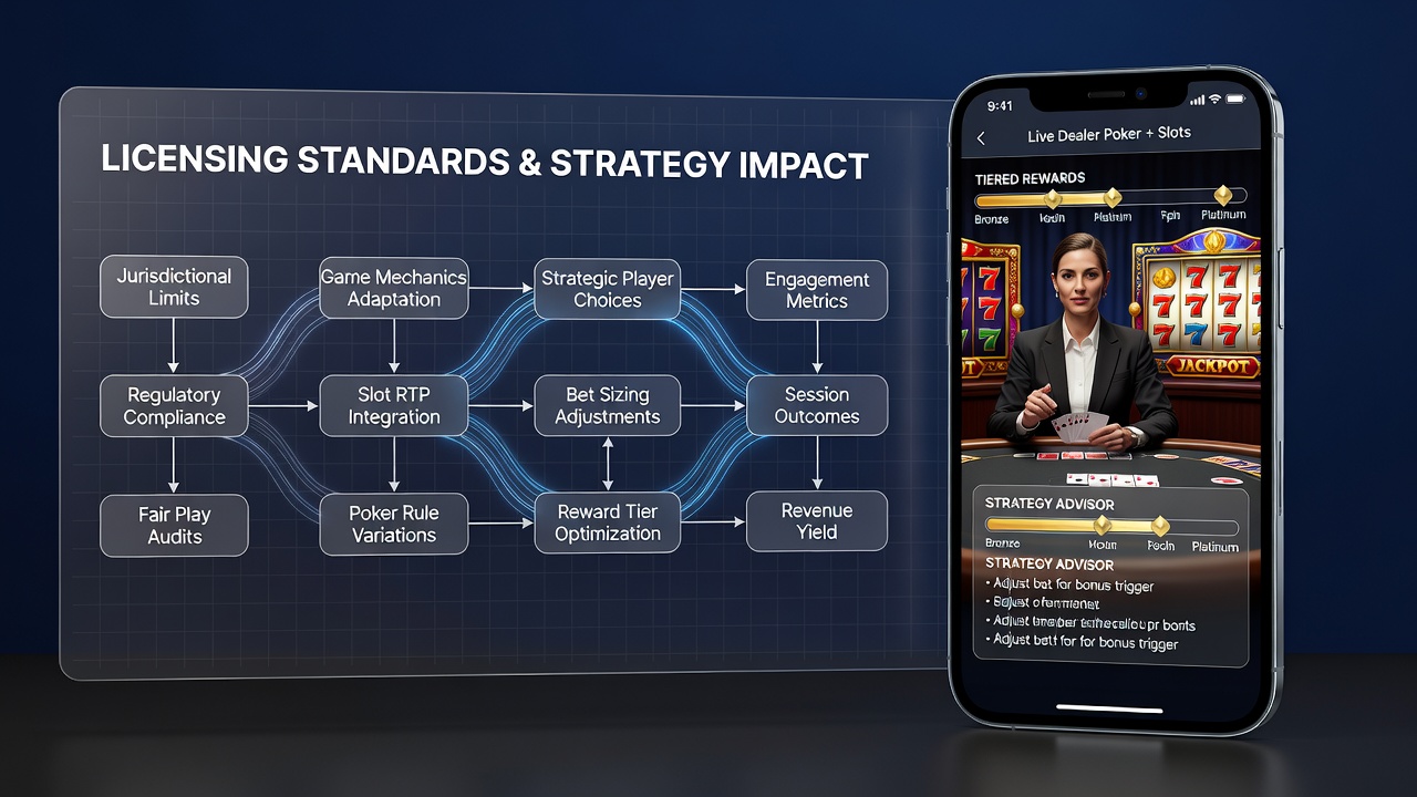 Mobile Live-Dealer-Poker-Session mit integrierten Slots und gestuften Belohnungen auf einem Smartphone-Display